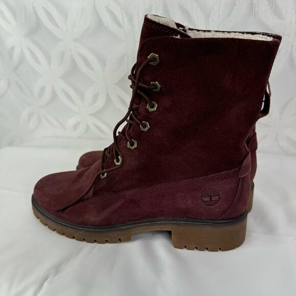 Timberland Women's Jayne Fleece-Lined Boots Burgundy Nubuck Size 8 - Picture 5 of 9